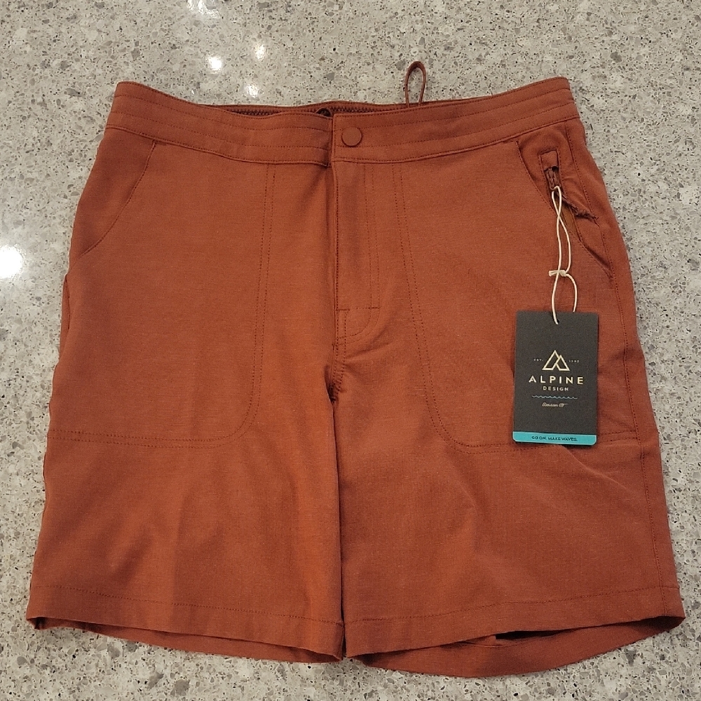 Alpine Mens Size 30 Flat Front Hybrid Shorts. Color Crushed Spice